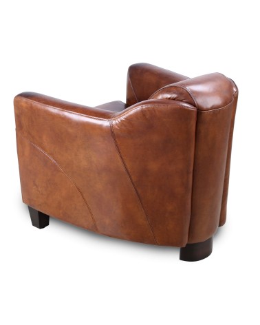 Fauteuil club cuir vintage marron - collection Alfred