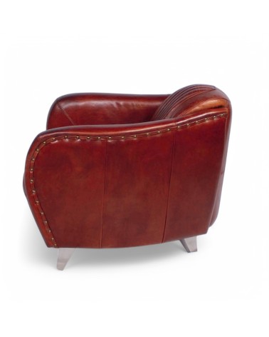 Fauteuil club cuir vieilli marron - collection Kent