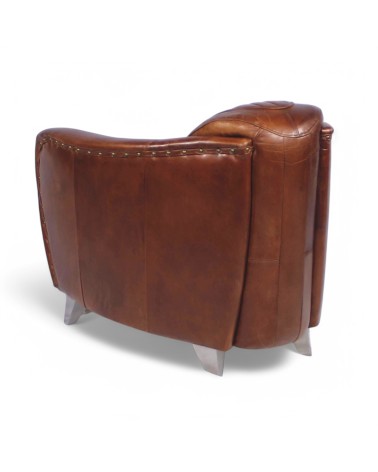 Fauteuil club cuir vieilli marron - collection Kent
