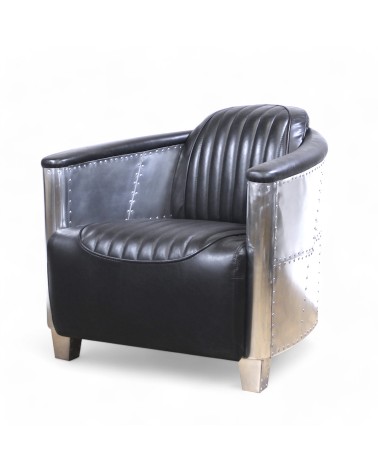 Aviator Sessel schwarze Vintage Leder - Kollektion Mermoz