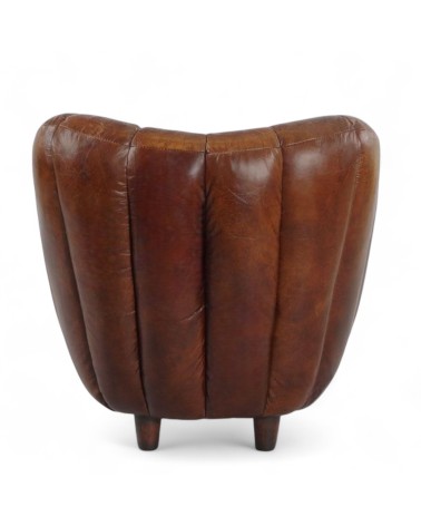 Fauteuil en cuir marron style années folles - modèle Brooks