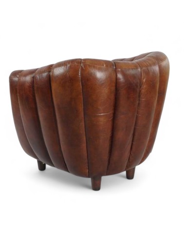 Fauteuil en cuir marron style années folles - modèle Brooks