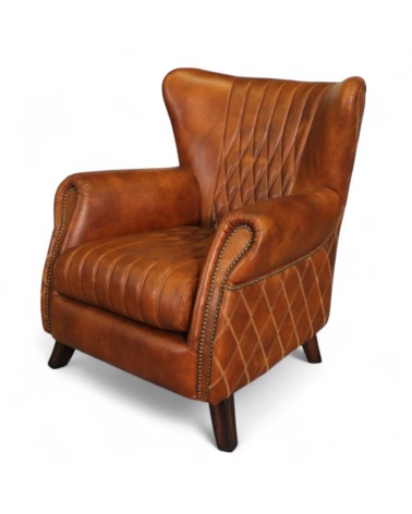 Fauteuil cosy en cuir marron vintage - collection Lewis