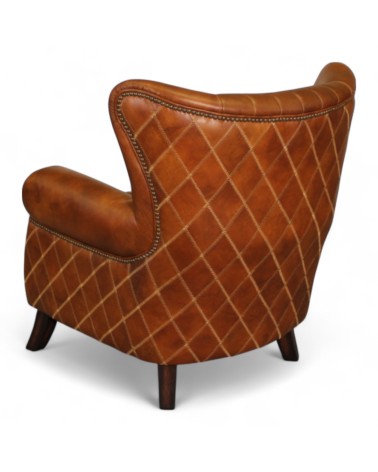 Fauteuil cosy en cuir marron vintage - collection Lewis