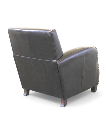 Fauteuil club cuir noir avec clous - collection Vito