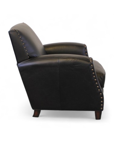 Fauteuil club cuir noir avec clous - collection Vito