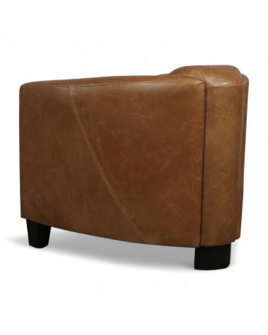 Fauteuil club cuir marron camel - collection Bryan