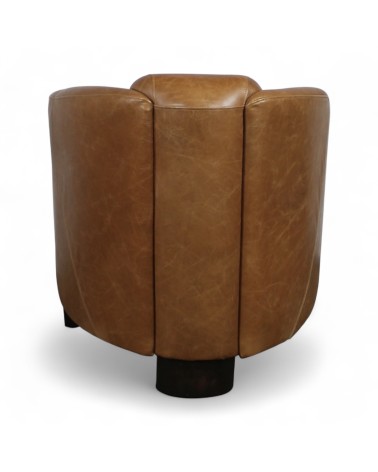 Fauteuil club cuir marron camel - collection Bryan