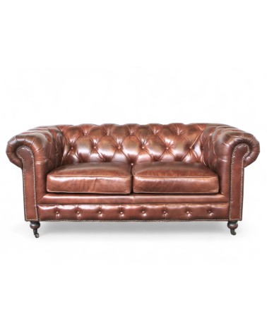 Canapé Chesterfield  Cuir vintage Marron 2 places "Windsor"