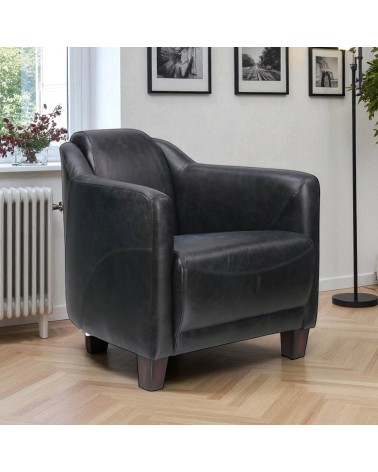 Fauteuil club cuir noir - Modell Adam