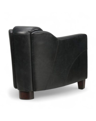 Fauteuil club cuir noir - Modell Adam