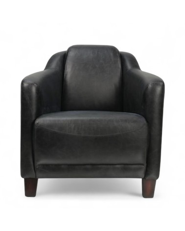 Fauteuil club cuir noir - Modell Adam