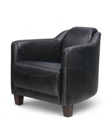 Fauteuil club cuir noir - Modell Adam