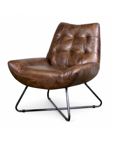 Fauteuil cuir vintage marron - modèle Elvis