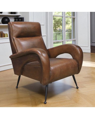 Sessel Sixties Stil braun vintage Leder - Modell Swan