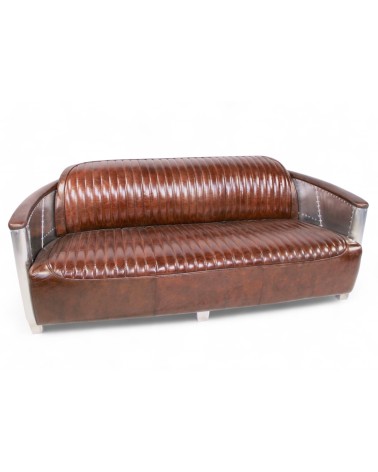 Sofa Aviator Braun Leder 3-Sitzer - Kollektion Mermoz