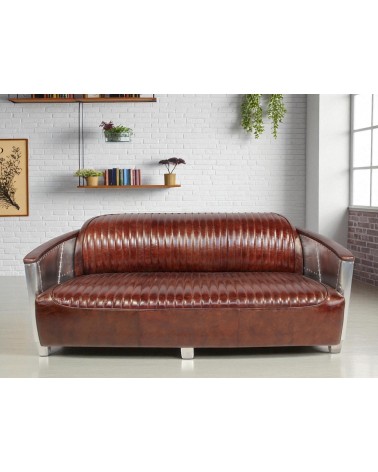 Sofa Aviator Braun Leder 3-Sitzer - Kollektion Mermoz