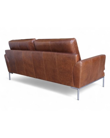 Canapé cuir marron vintage 3 places - modèle Rony