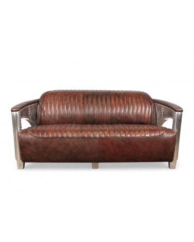 Canapé aviateur cuir marron 2,5 places - collection Chuck