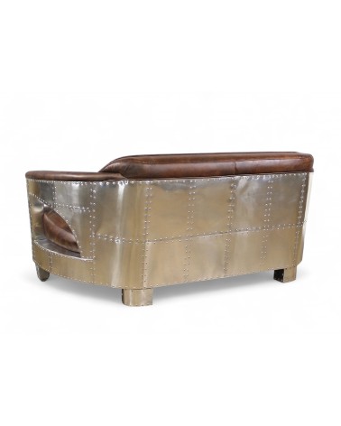 Canapé aviateur cuir marron 2,5 places - collection Chuck