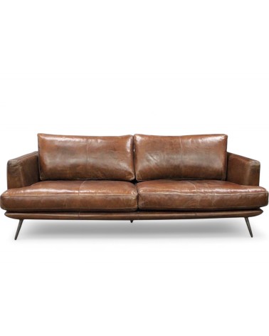 Design Sixties braunes Ledersofa - Modell Asher