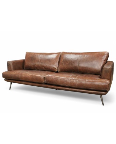 Design Sixties braunes Ledersofa - Modell Asher