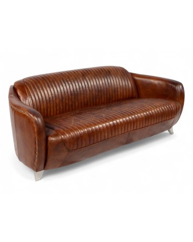 Canapé cuir marron vieilli 3 places - collection Kent