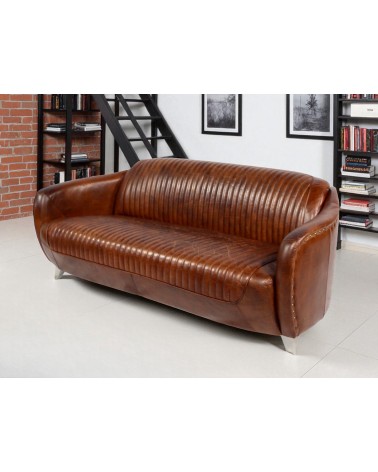 Canapé cuir marron vieilli 3 places - collection Kent