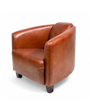 Braun Vintage Leder Clubsessel cognac - Kollektion Bryan