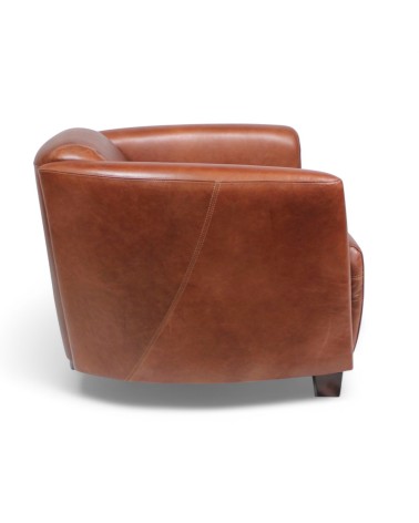 Fauteuil club cuir marron cognac - collection Bryan