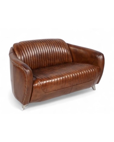 Sofa Braun Vintage Leder 2-Sitzer - Kollektion Kent