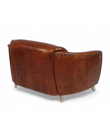 Canapé cuir marron vieilli 2 places - collection Kent