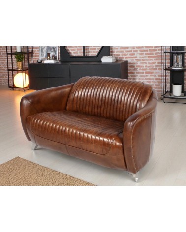 Sofa Braun Vintage Leder 2-Sitzer - Kollektion Kent