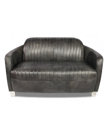 Flieger Sofa grau vintage Leder 2-Sitzer - Modell Amy