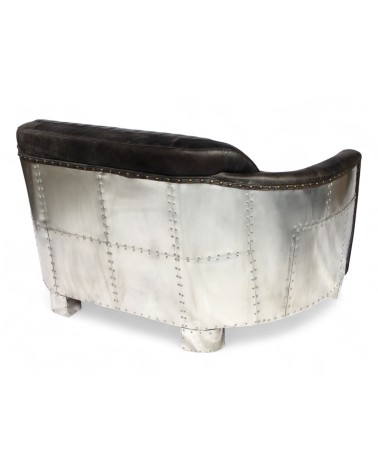 Flieger Sofa grau vintage Leder 2-Sitzer - Modell Amy