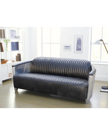 Ledersofa 3-Sitzer schwarz Leder - Kollektion Mermoz