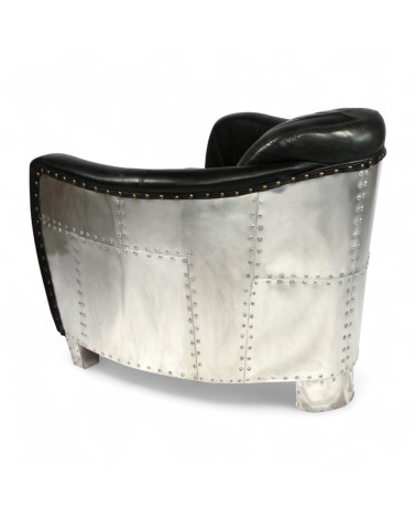 Vintage Fliegersessel schwarzem Leder Metall - Kollektion Amy
