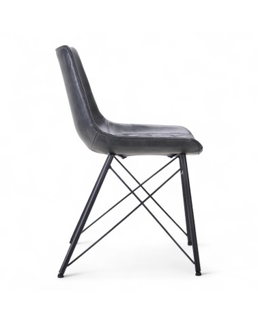 1 Stühle aus grauem Leder - Modell Buckingham 1 Stühle aus grauem Leder - Modell Buckingham