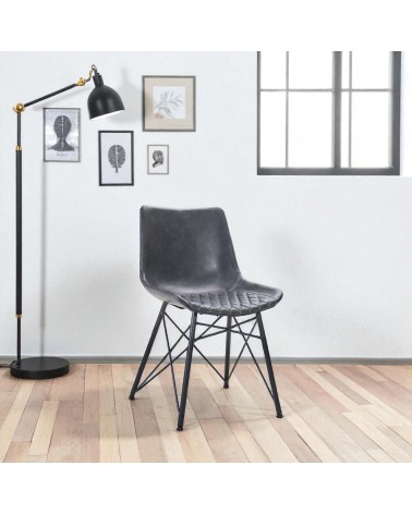 1 Stühle aus grauem Leder - Modell Buckingham