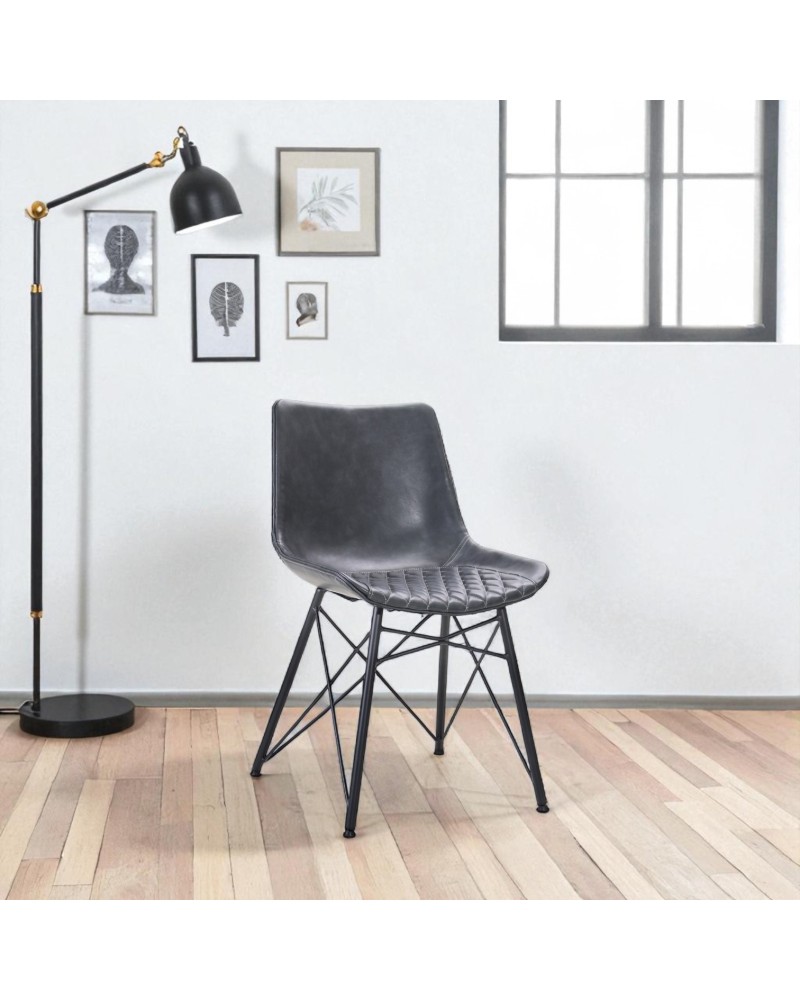 1 chaise capitonnée en cuir gris - modèle Buckingham