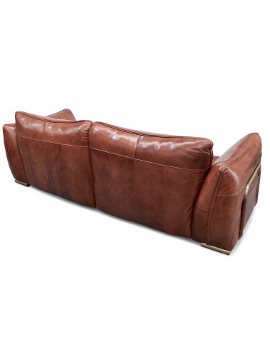 Canapé design cuir vieilli marron 3 places - modèle Bessie