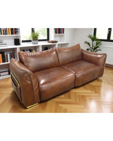 Braunem patina Leder Designer Sofa 3-Sitzer - Modell Bessie