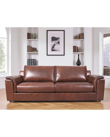 3-Sitzer-Sofa aus braunem Vintage-Vollnarbenleder – Modell Ralph