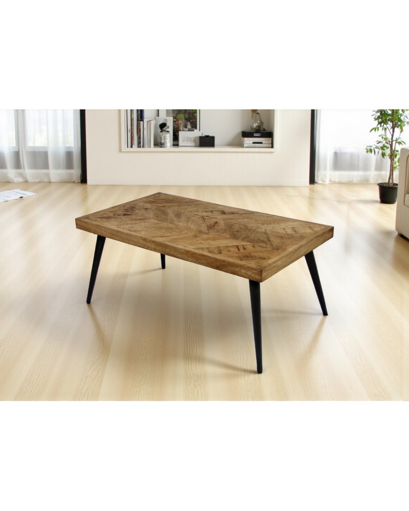 Table basse bois parquet patiné - modèle Jodhpur