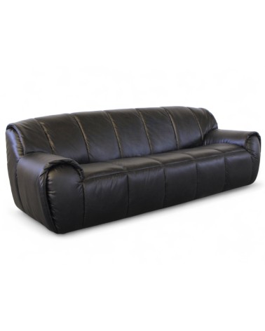 Schwarzes 3-Sitzer Ledersofa – Modell Trudy
