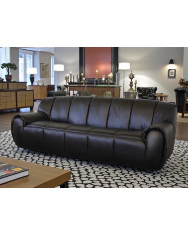 Schwarzes 3-Sitzer Ledersofa – Modell Trudy
