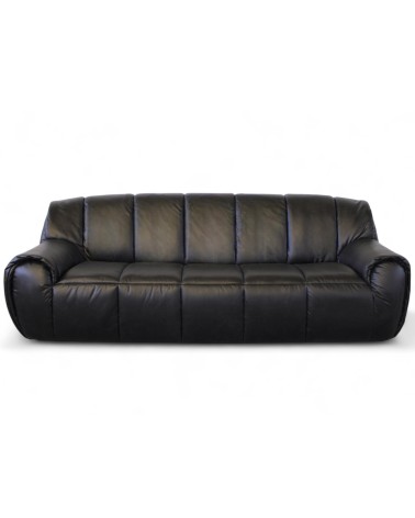Schwarzes 3-Sitzer Ledersofa – Modell Trudy