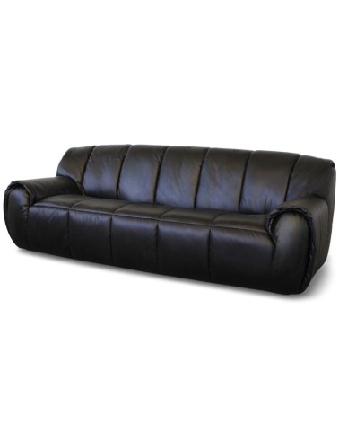 Schwarzes 3-Sitzer Ledersofa – Modell Trudy