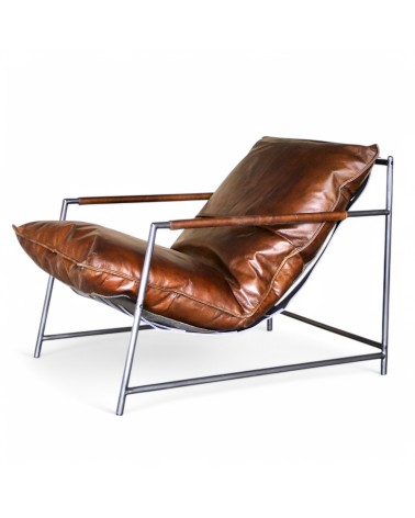 Fauteuil métal cuir design - modèle Rupert
