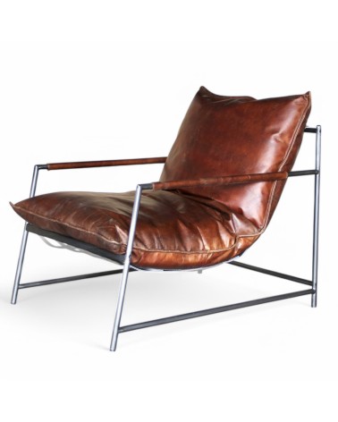 Sessel Metall braun Leder - Modell Rupert